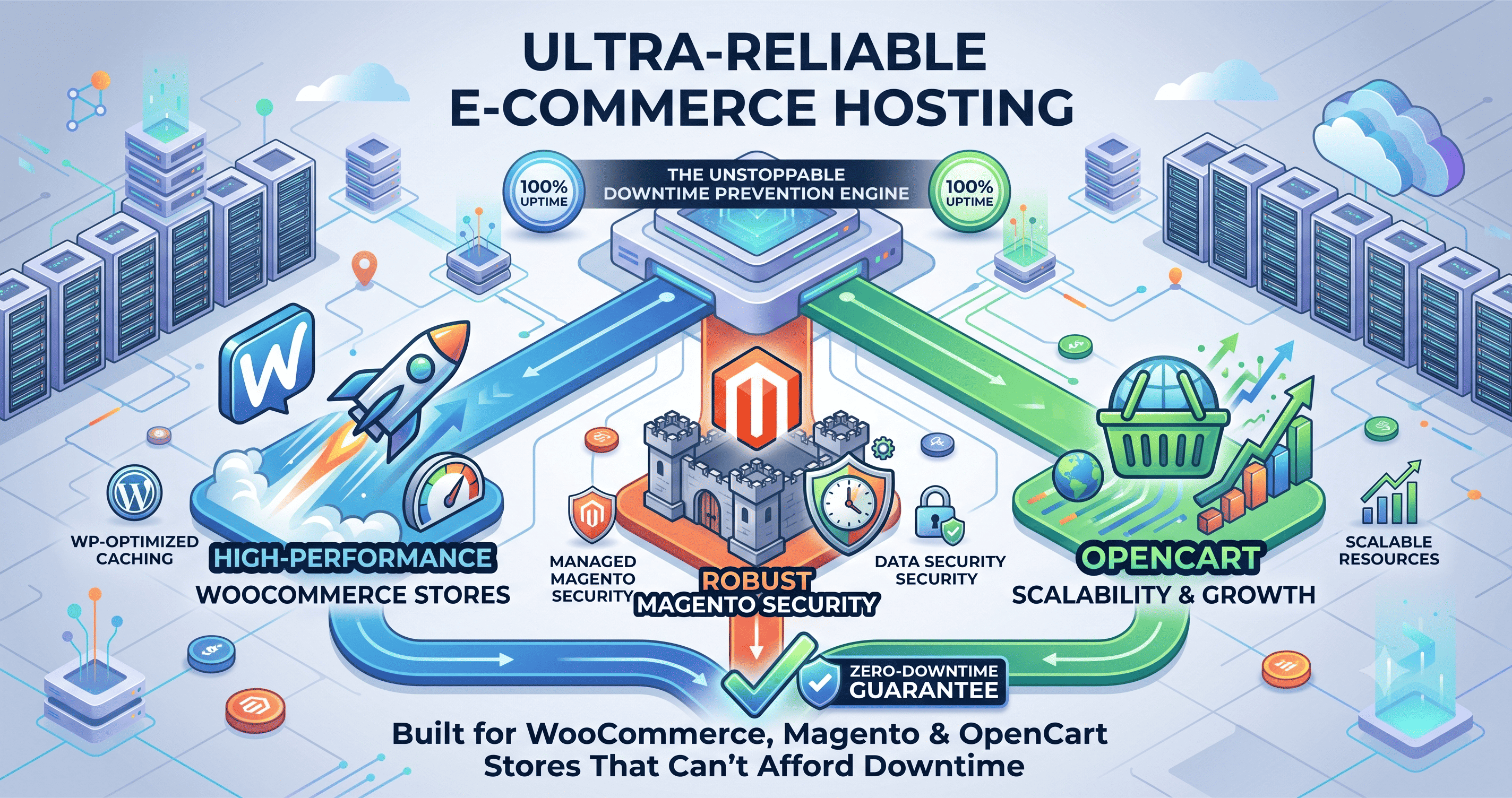 E-Commerce Hosting Built for WooCommerce, Magento & OpenCart Stores That Can't Afford Downtime